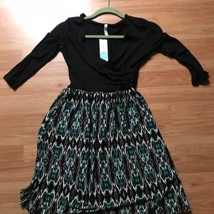 Black and patterned work dress